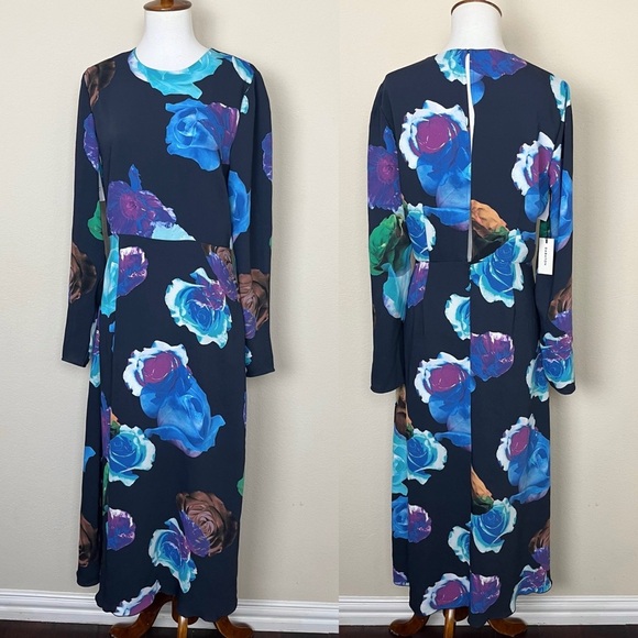 Aritzia Babaton Maxwell Midi Dress in Blue Floral - Picture 4 of 13